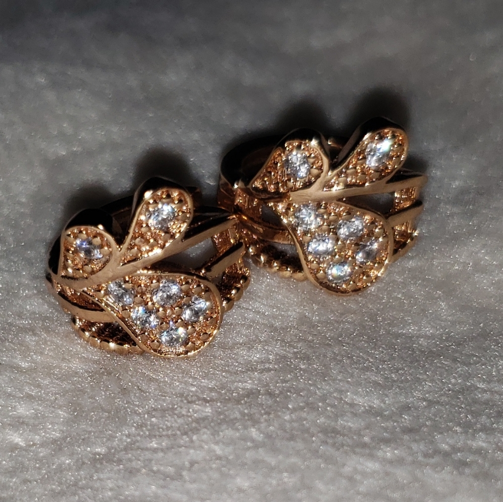 18K Plated Gold with Crystals Design